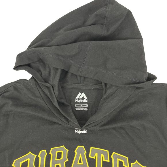 Mens Majestic Pittsburgh Pirates Lightweight T-Shirt Hoodie Size Medium Black - Picture 4 of 7